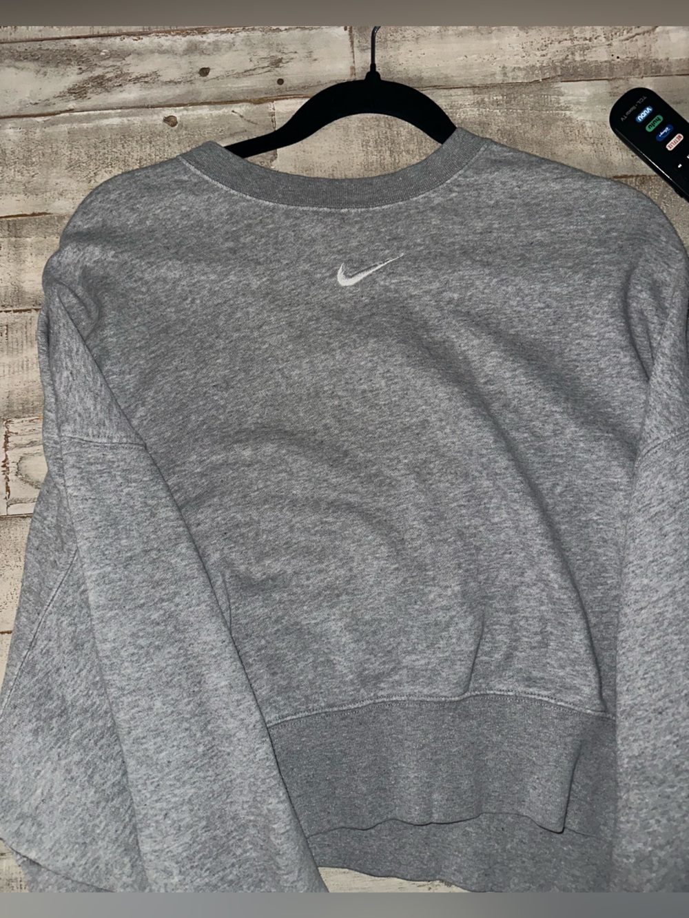 Nike Light Gray Heather Crew Sweatshirt with Swoosh Tag